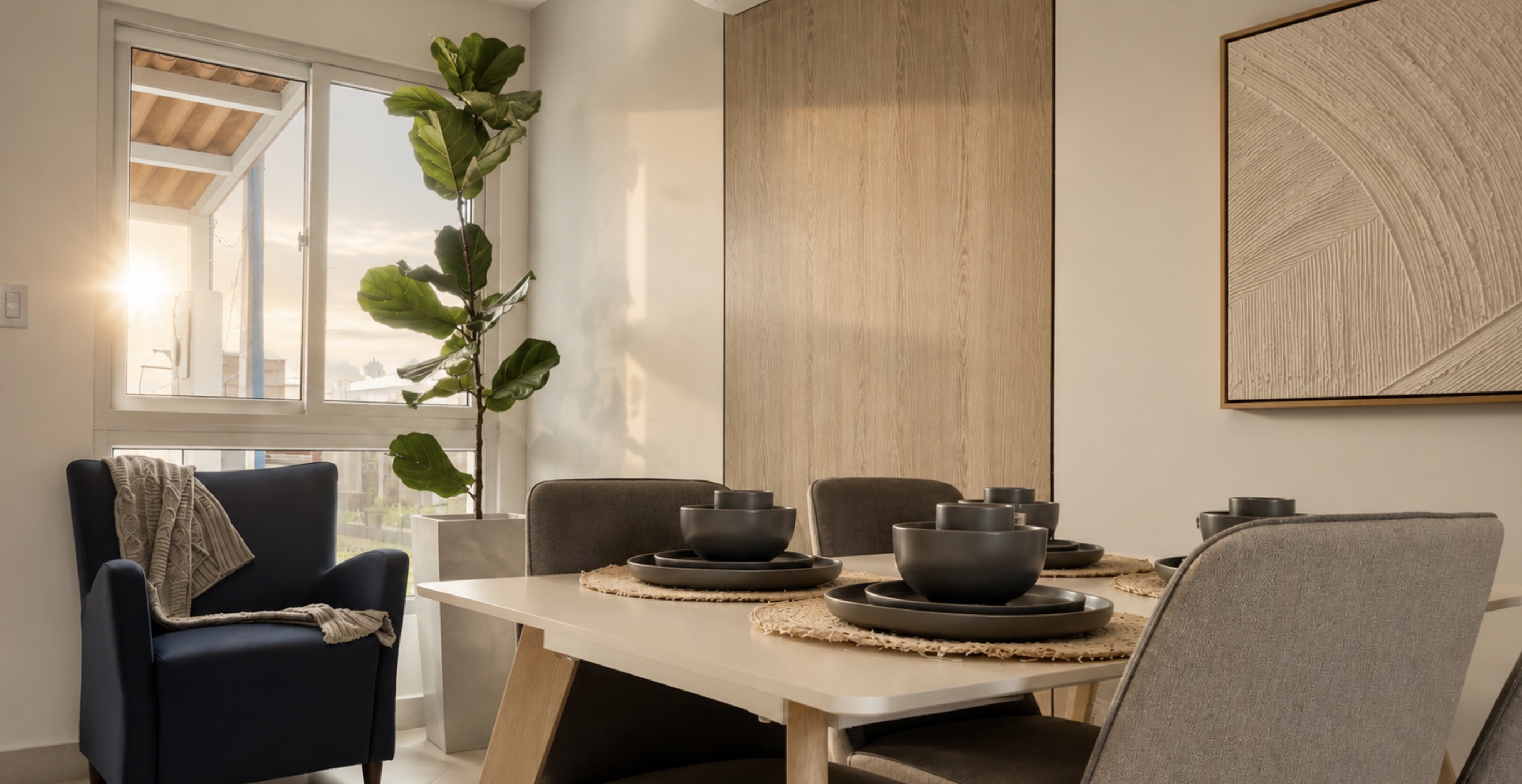 Sala y comedor de la casa modelo de Cantabria Residencial