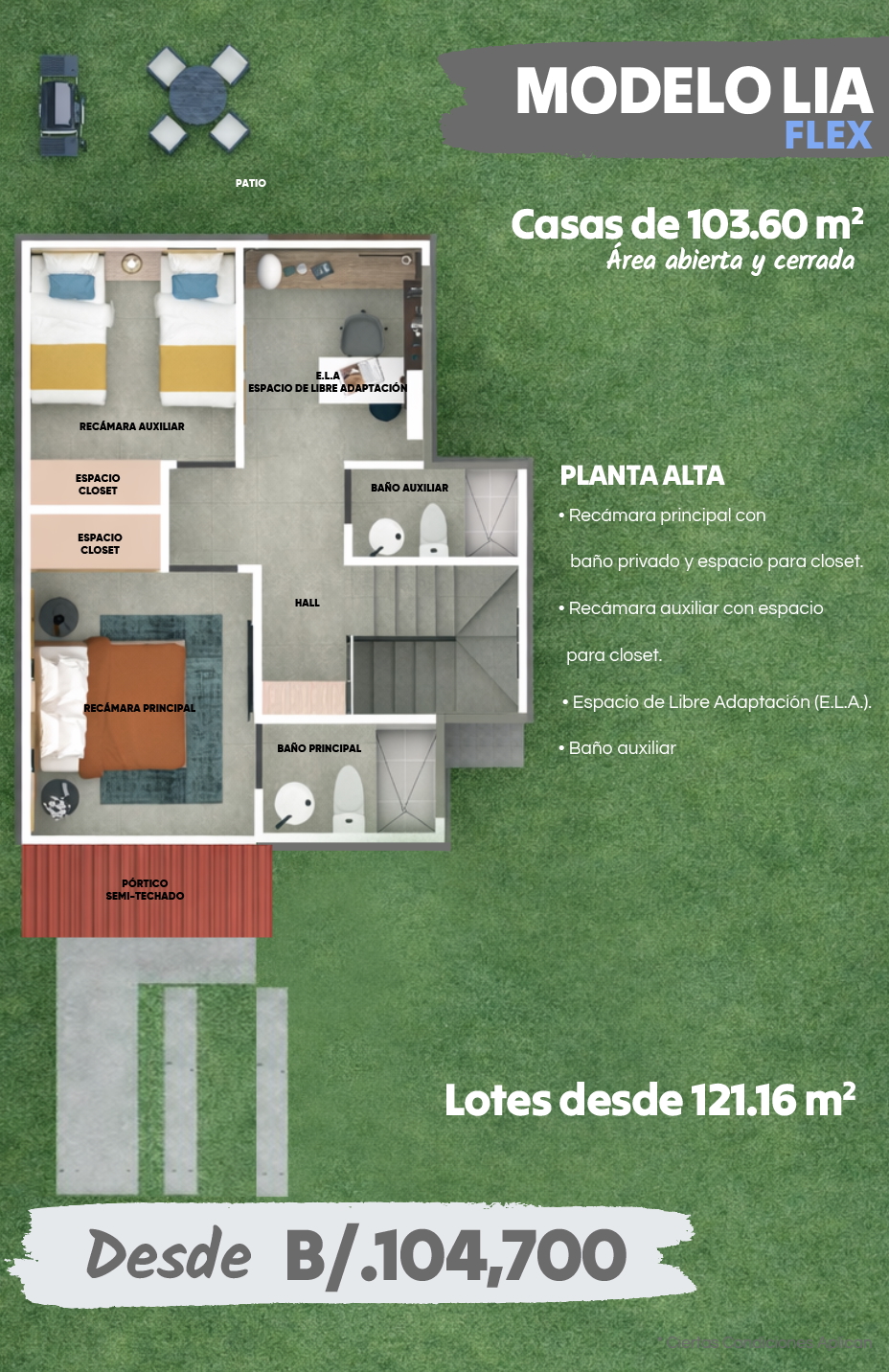 Planta alta del Modelo LIA Flex